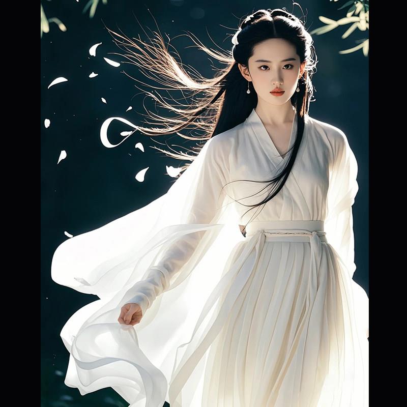 刘亦菲小龙女同款魏晋风白色汉服女成人2026新款仙气飘飘超仙古装