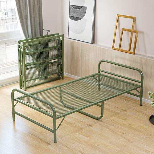 可折叠加厚透气弹簧床成人床午休陪护床折叠单人床钢丝床网面网眼