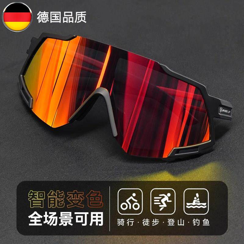 德国骑行眼镜日夜两用防风护目镜感光变色偏光户外太阳眼镜近视套