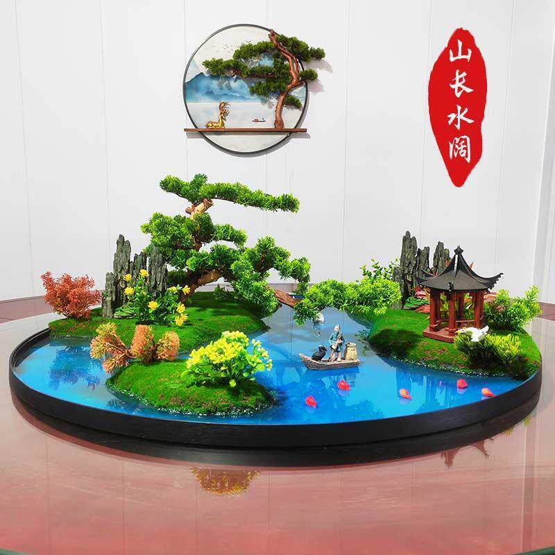 大圆中间转盘件餐花桌花摆花现代简约餐桌上的桌F98TH779假沙盘盆