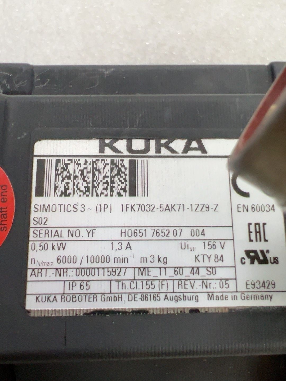 KUKA库卡机器人电机+0.5KW+拆机件。