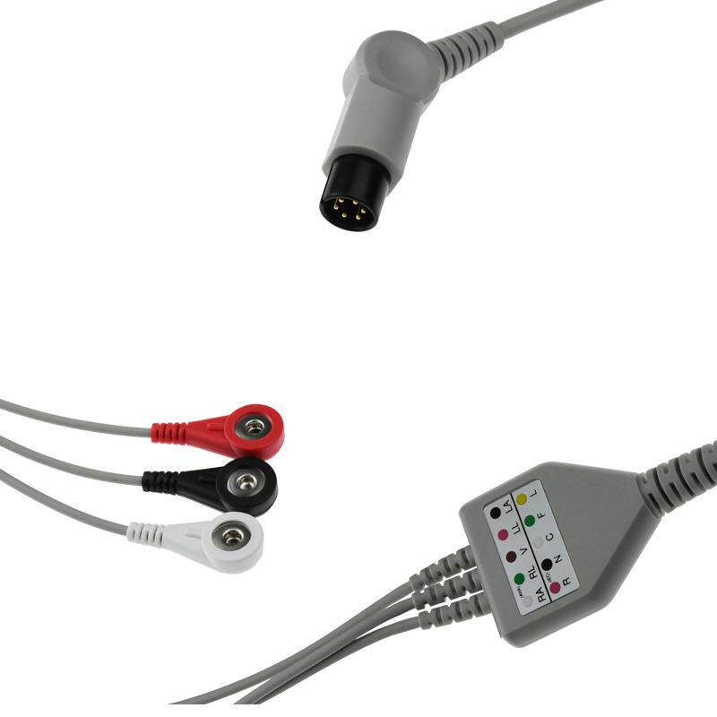 兼容理邦1000 2000 7000 8000 900监护仪心电导联线三导扣式