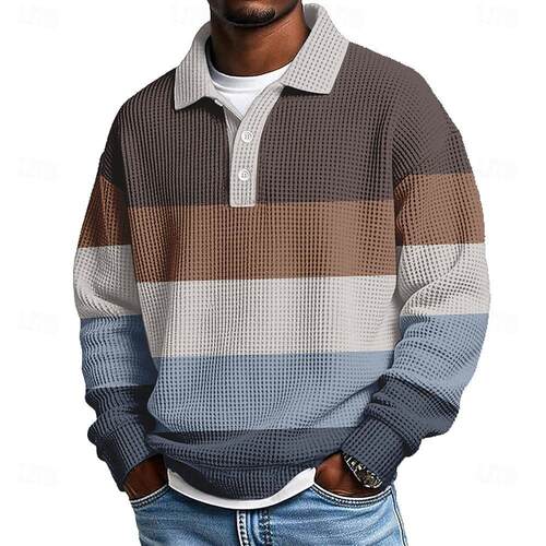 Outdoor striped printed men's shirt