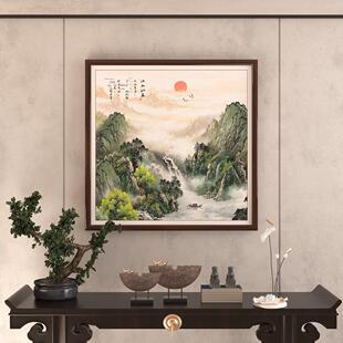 江山如画玄关画山水正方形装饰画壁画过道走廊挂画办公室背景墙画