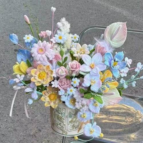 国风扭扭棒花束抱抱桶手工diy材料包花束送女友祝福惊喜浪漫礼物