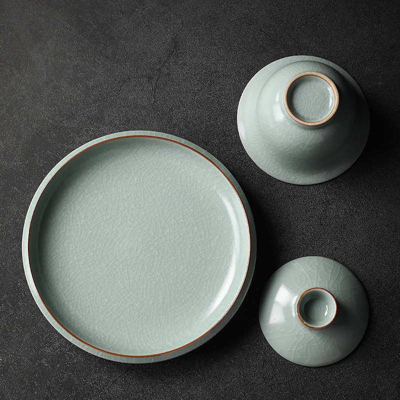 汝窑盖碗单个功夫茶具沏茶器汝瓷开片复古茶杯不烫手三才八宝茶碗,餐饮具,盖碗,淘宝优惠券,粉丝福利购,淘宝优惠卷