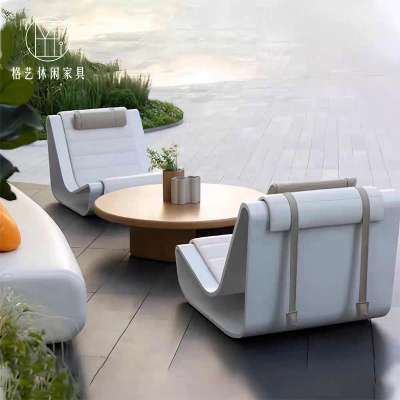 玻璃钢躺椅户外沙发休闲椅庭院花园别墅坐凳创意设计师款FRP椅子