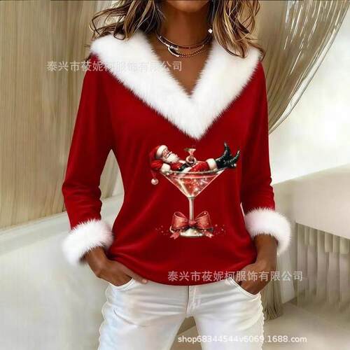 Rabbit fur V-neck knitted top