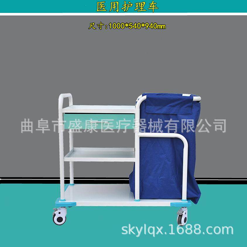 病房晨间护理推车304不锈钢晨护推车钢制喷塑护理器械车