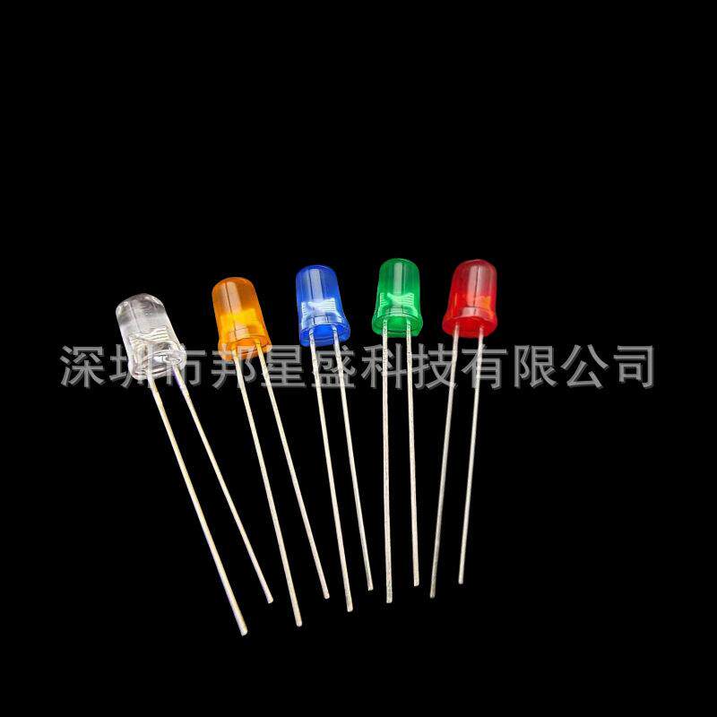 F5圆头双色无极LED灯珠透明雾状红绿红蓝红翠绿红红绿绿双色5MM灯