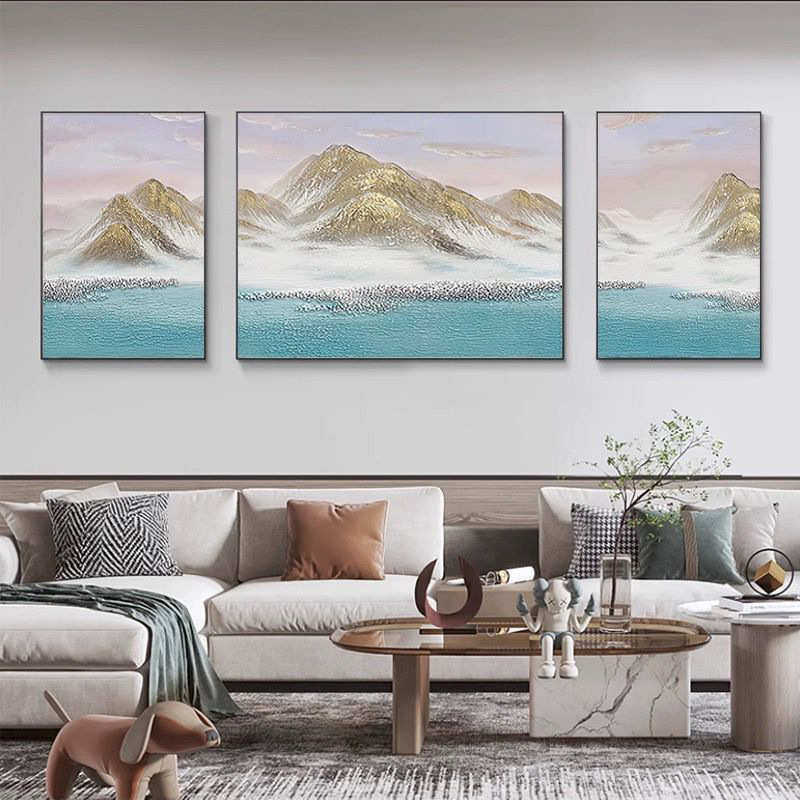 纯手工简约立体油画背靠金山客厅装饰画三联沙发背景墙石头肌理画