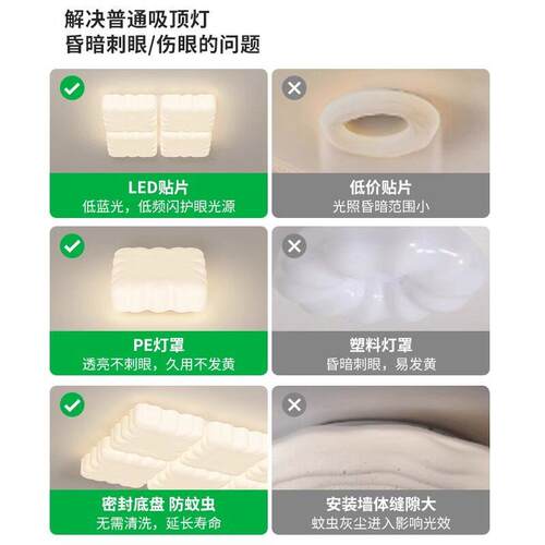 客厅灯奶油风吸顶灯护眼大厅主灯简约卧室灯具J274现超亮调光