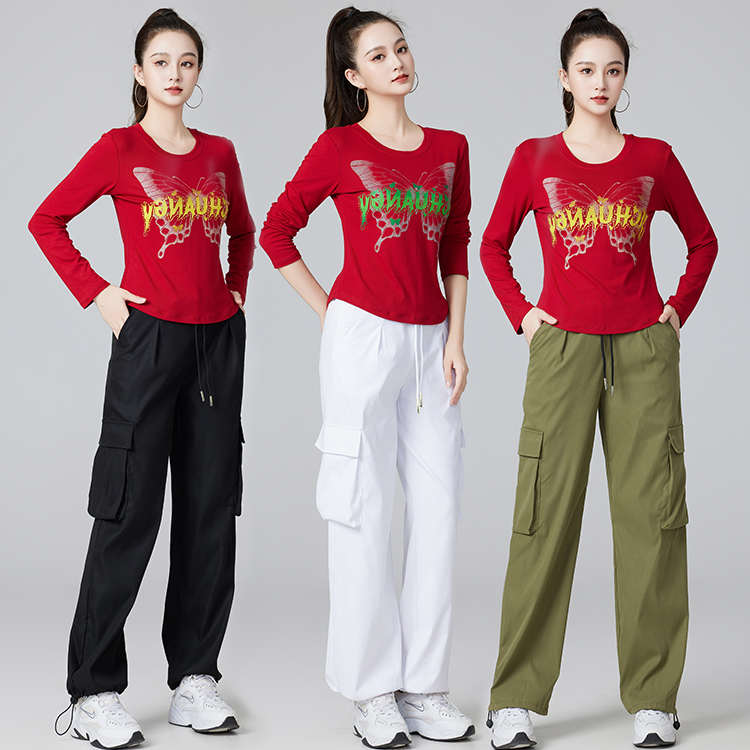 广场舞服装春秋新款休闲运动鬼步舞时尚套装-YM2430