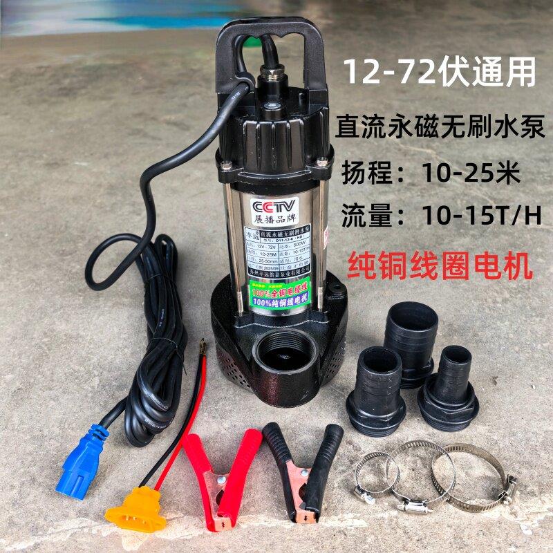 12V24V48V60V72V电瓶电动车水泵农田灌溉抽水高扬程直流潜水泵
