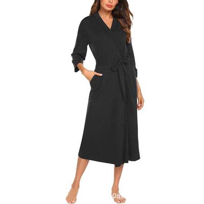 2025 Seven Sleeve Solid Color Long Home Sleeper Robe
