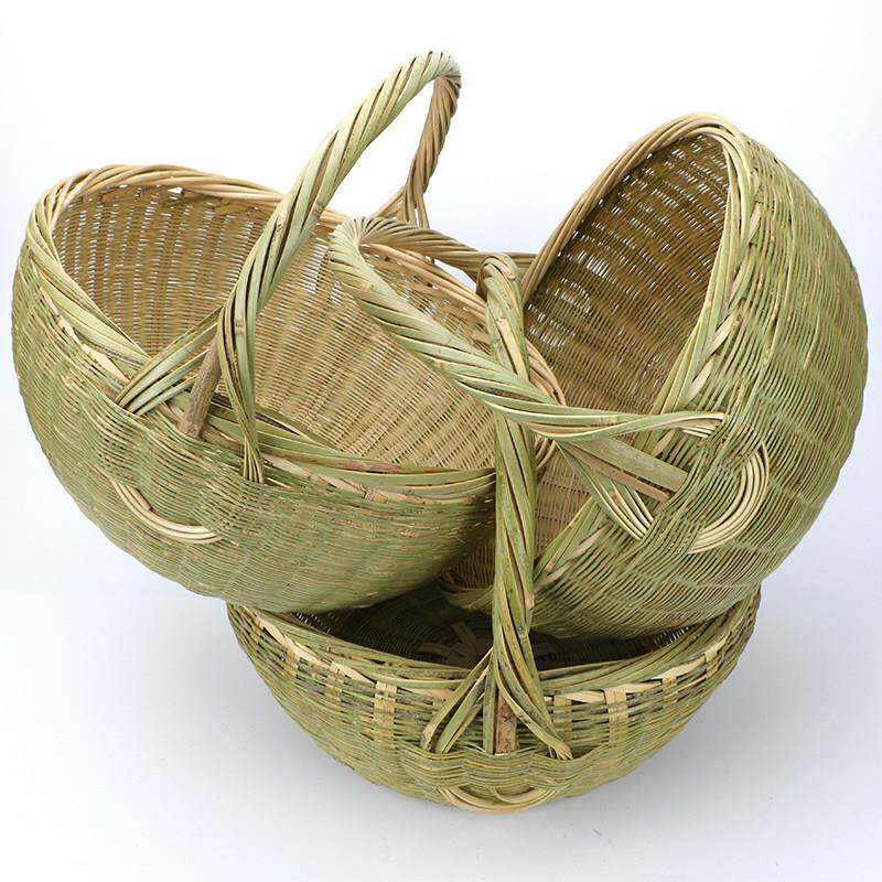 手提篮子物小竹篮手工筐鸡蛋编织蓝厨房买 ??菜篮子家用收纳筐竹