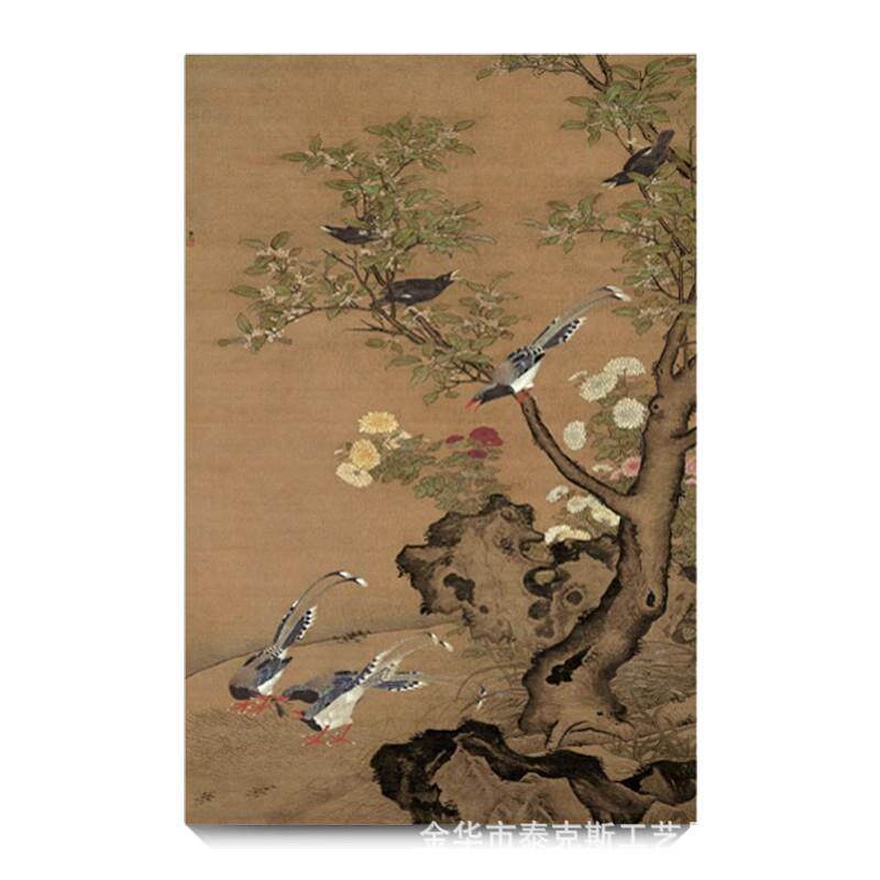 明清古典国画装饰画客厅背景墙玄关走廊过道挂画中古国风软装壁画