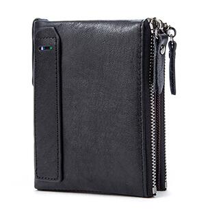 Holders Double Zipper Cowhide Leather Wallet Purse Carteira
