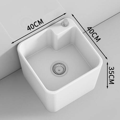 35CM高度拖把池方形陶瓷台控洗拖布池墩布池家用阳台地拖40X40