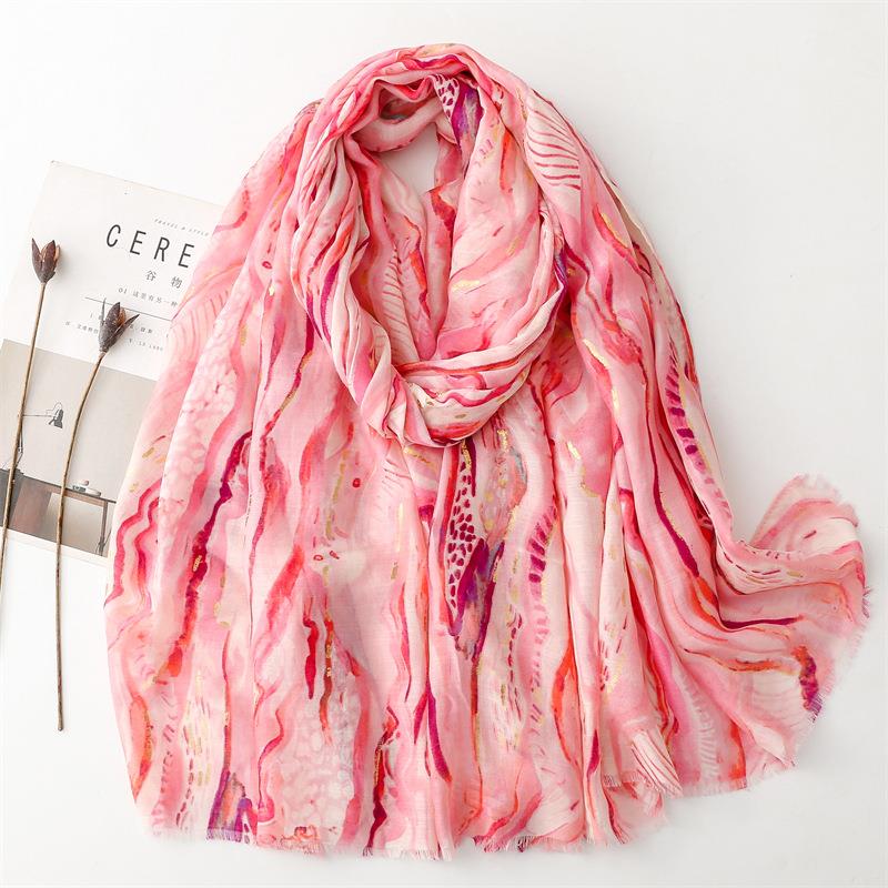 for scarf stamping Cotton women scarf warm landscape with