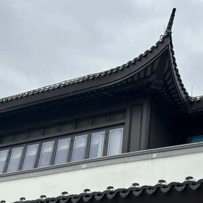 古建凉亭铝代木厂家游廊仿古铝代木构件中式合院铝合金茶壶档吊顶