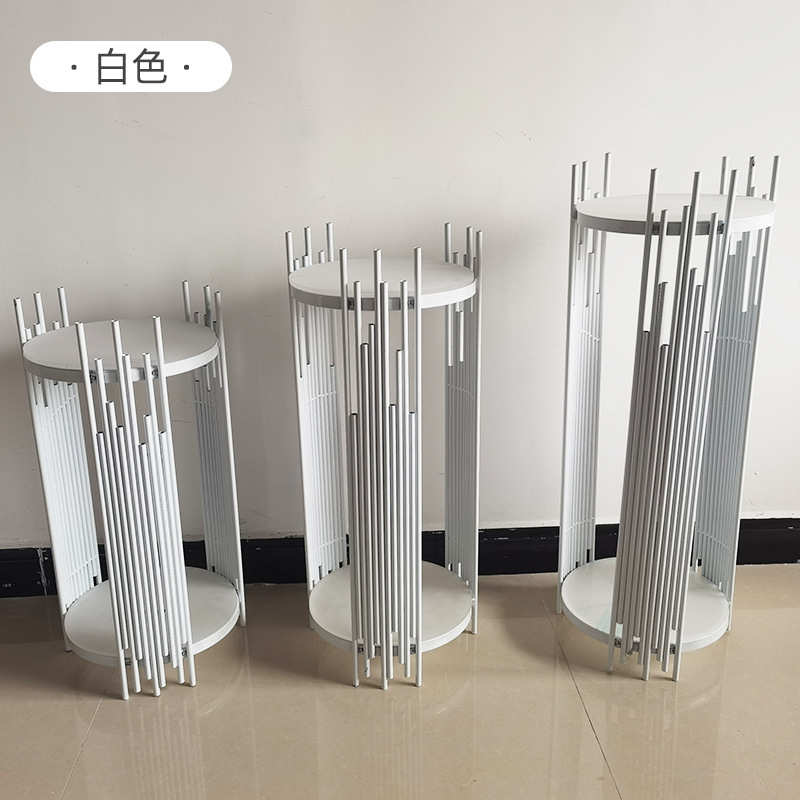 轻花架婚庆艺几摆件何路阳台甜品欧式圆柱电镀风引道奢铁台具线条