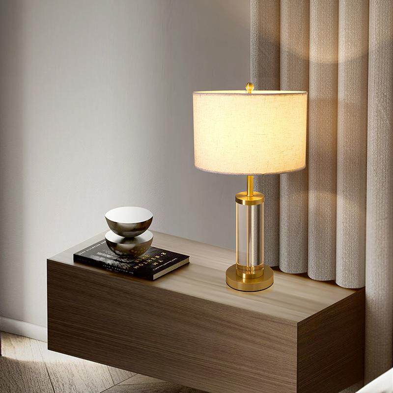 全铜水晶台灯卧室床头灯轻奢桌面灯意式极简办公桌装饰台灯