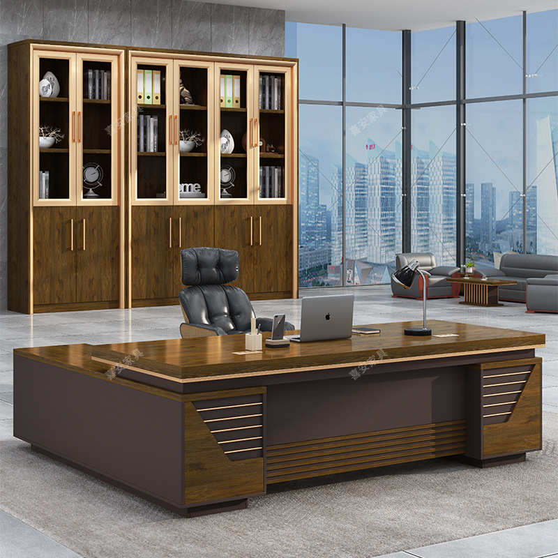 时尚创意总裁办公桌桌组合主管桌椅桌台家具老板老板经理办公书柜