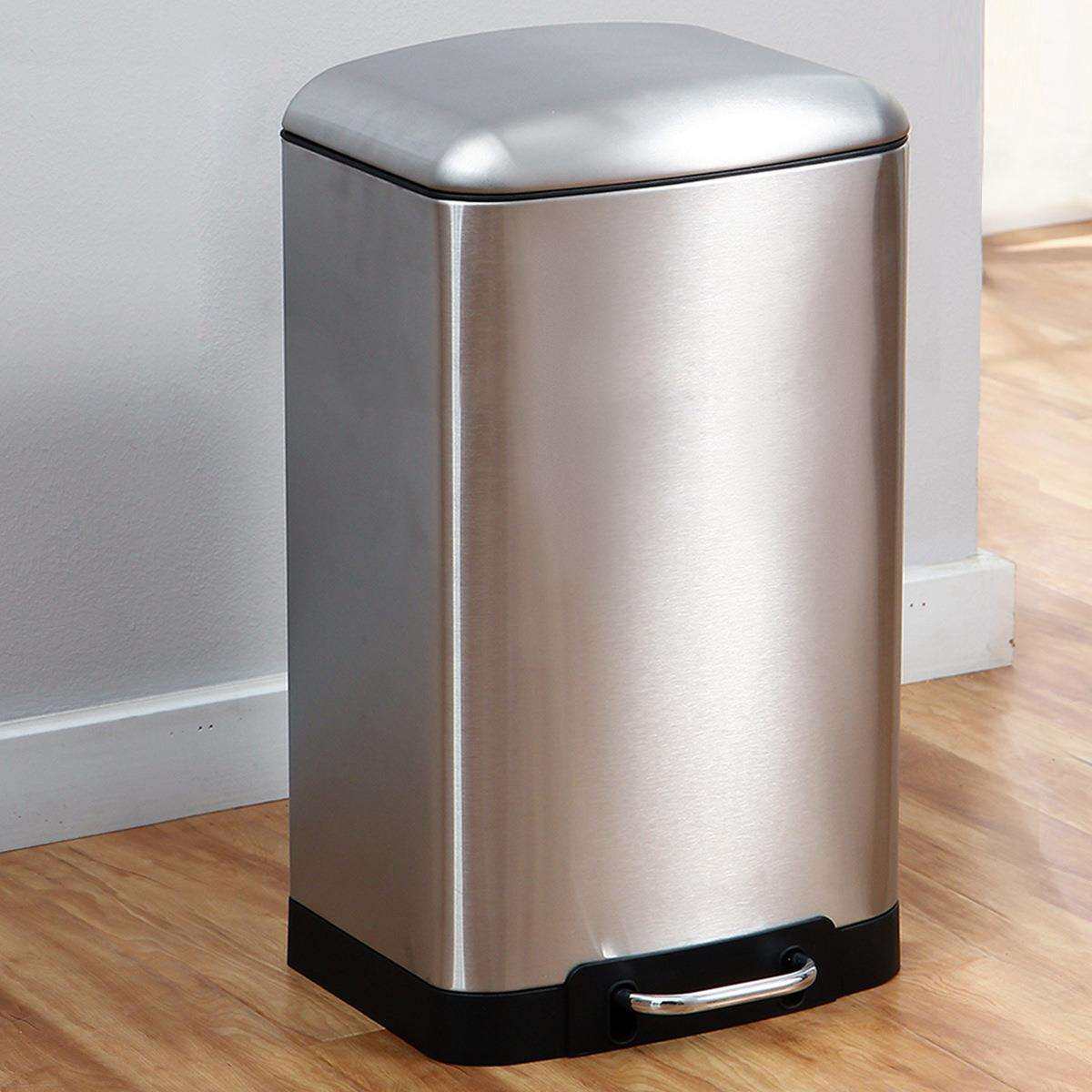 不锈钢大容量长筒翻盖垃圾桶家用缓降静音脚踏踩式带盖清洁桶