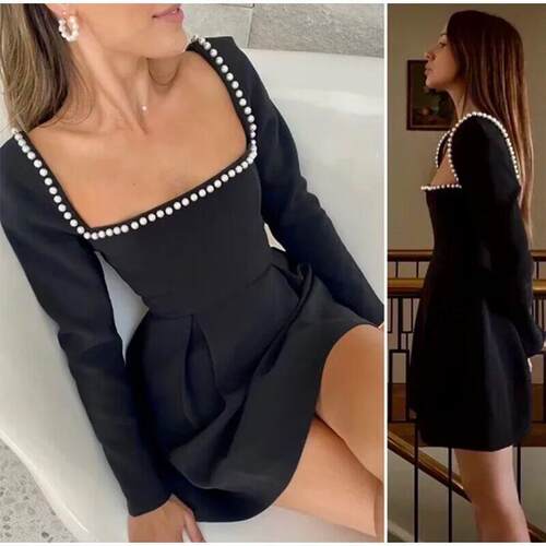 Dresses Rhinestone Velvet Dress Women's Dress Long Sleeve