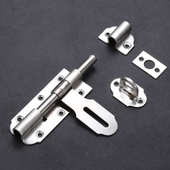 不锈钢重型插销防盗门栓左右双开门闩加厚插销带挂锁门扣加粗锁扣