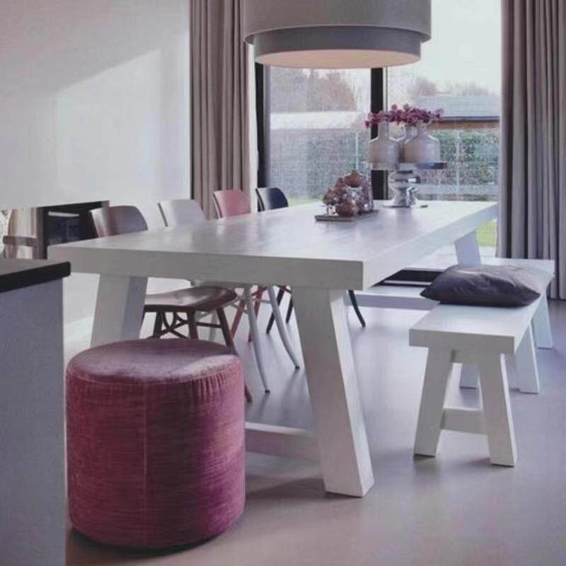 北欧白色实木会议桌工作室办公桌洽谈桌简约现代工作台长方形餐桌