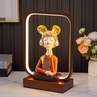 北欧创意女孩摆件客厅电视柜床头柜装 饰品乔迁新居生日灯结婚