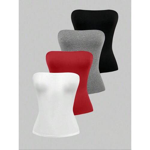 Solid Color Tube Top Casual Minimalist Sleeveless Strapless