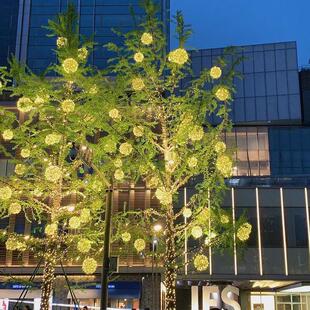 led太阳能藤球灯大型树木灯串 户外发光圆球挂树灯过年气氛球形灯