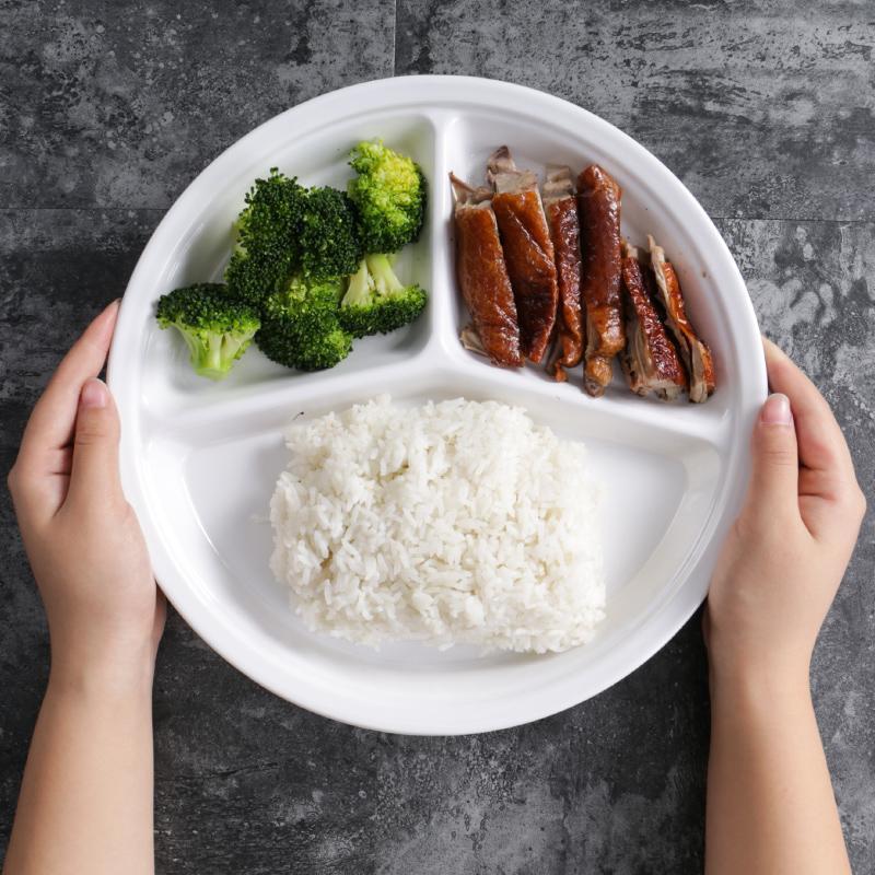 密胺快餐塑盘子饭堂堂餐盘分格食盘分餐三格四格GLV饭盘商用盘料