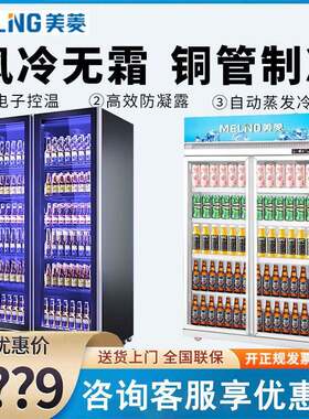 美菱立式冷藏展示柜双门风冷商用网红酒水陈列柜酒吧啤酒柜饮料柜