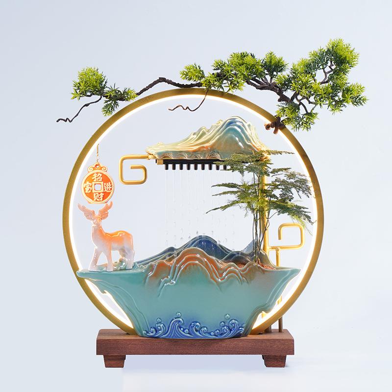 假山水景流水摆件循环水客厅加湿器玄关茶桌生财招财乔迁开业送礼