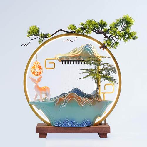 假山水景流水摆件循环水客厅加湿器玄关茶桌生财招财乔迁开业送礼