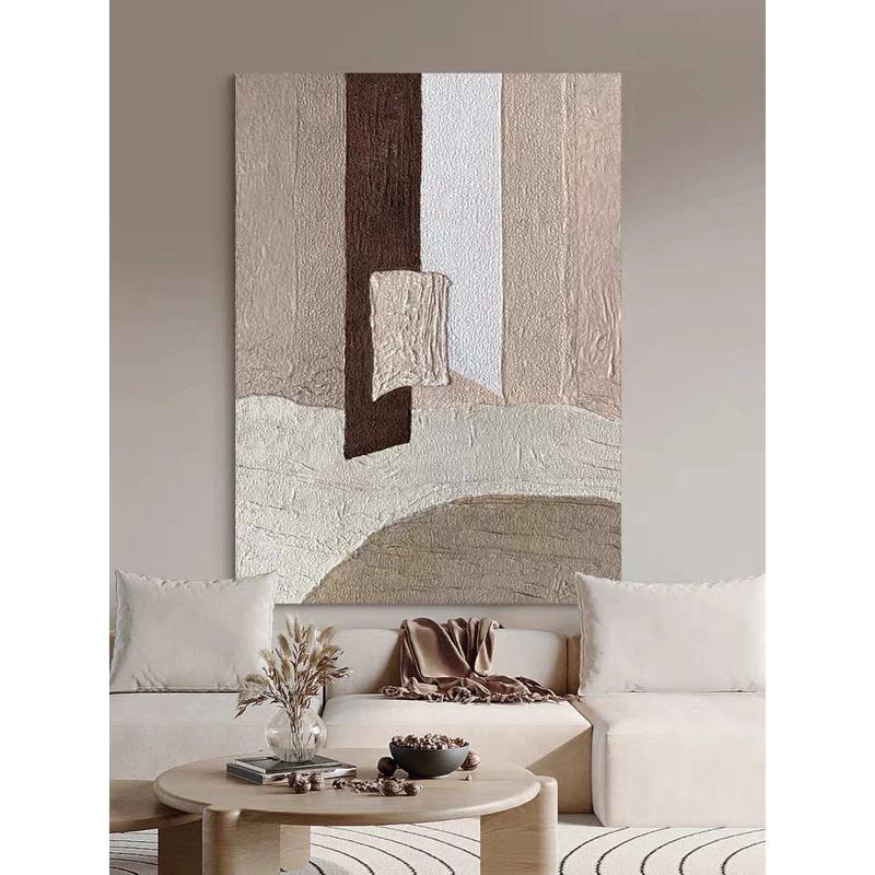 手绘油画侘寂风抽象色块客厅装饰画餐厅玄关挂画肌理简约沙发壁画图片