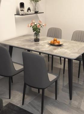 Ta饭lPFC岩板餐椅组合家用小户型哑光桌加厚现桌代简约轻奢亮面亮