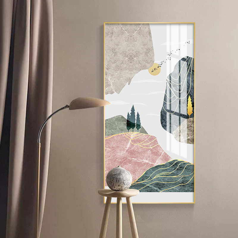 批发室内装饰画入户玄关装饰画竖版北欧抽象画走廊过道挂画玄关画
