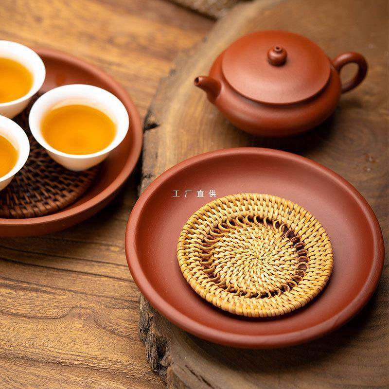手工手拉壶承 原矿朱泥干泡台茶壶托盘底座紫砂壶壶垫壶托养