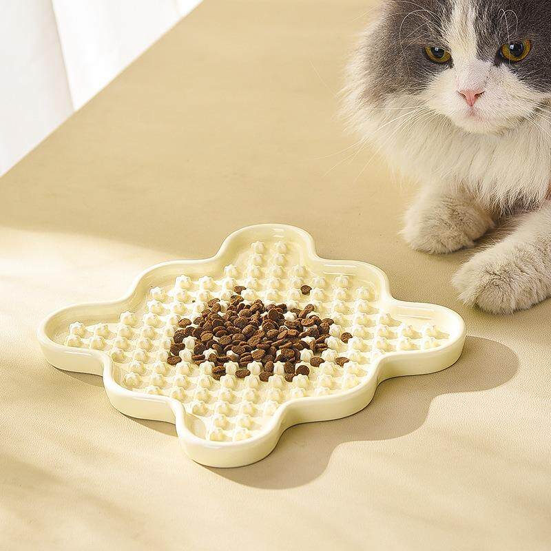 宠物慢食碗猫咪饭碗狗狗食盆猫碗狗碗护颈缓食陶瓷宠物碗防打翻盘