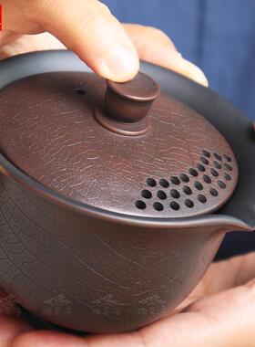 A524云南建水紫陶纯手工茶壶全手工盖碗三才碗手抓壶