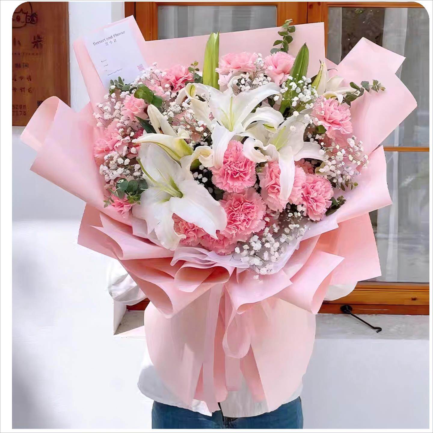 百合康乃馨鲜花束生日礼物同城配送上海北京成都重庆武汉广州杭州