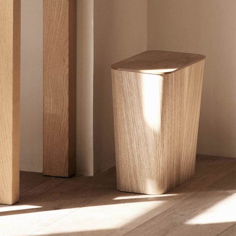 覆古新中式木质客厅垃圾桶简约家用化妆室垃圾筒厕所纸篓大号带盖