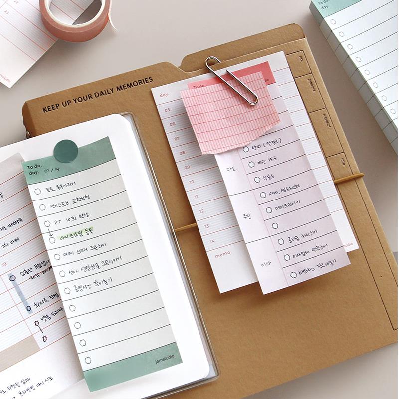 韩国jamstudio淡彩色ins风便签学生文具周计划日程打卡备忘便条纸