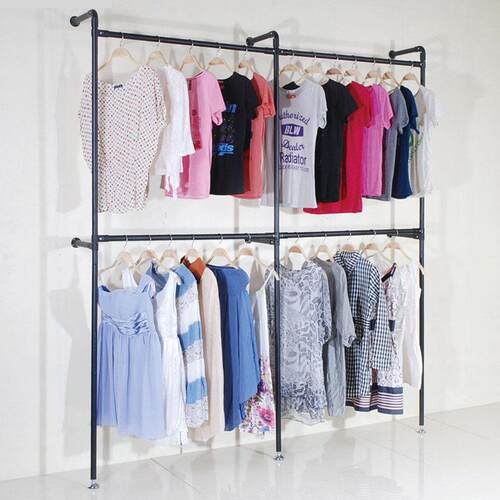 服装店壁挂衣架双层衣架陈列架时装架上墙多组钉墙服装货架展示架