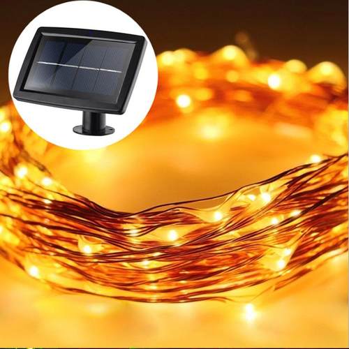 大号太阳能铜线灯串 户外装饰100LED铜丝灯串 圣诞庭院太阳能灯串